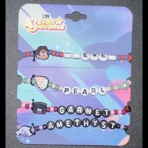 Cartoon Network Steven Universe Character Bracelet Set - Pink, Red, Black